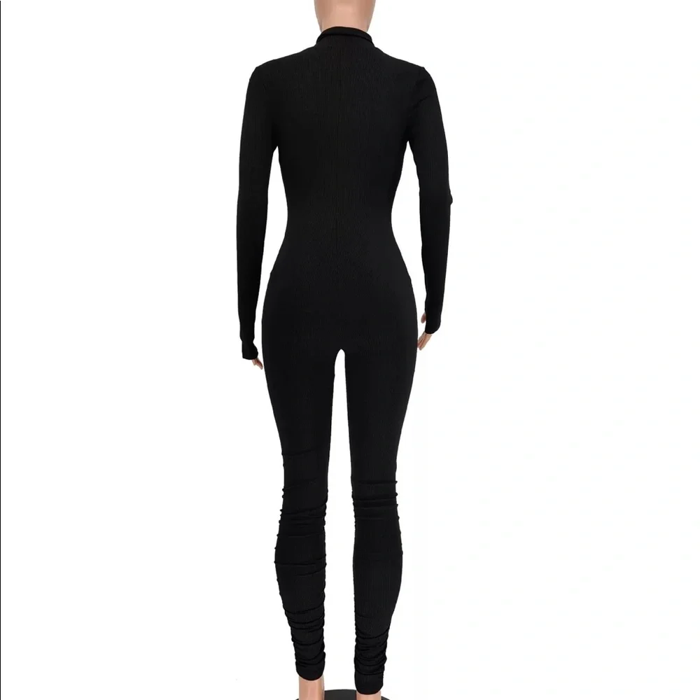 LARGE ⚡️BRAND NEW/ Ribbed slim-fit body-con jumpsuit - Picture 4 of 9